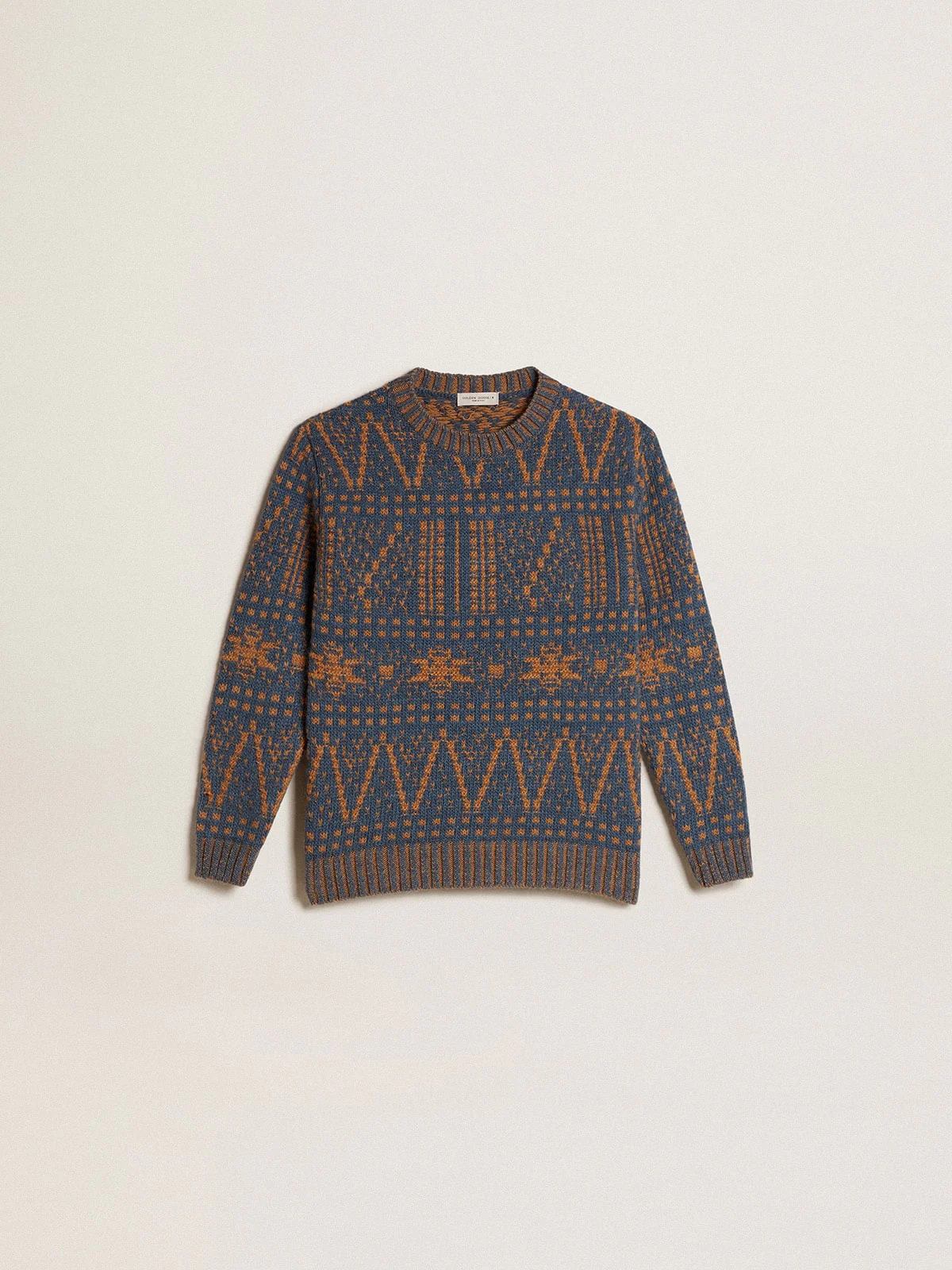 Kids | Round-Neck Sweater with Blue Fair Isle Motif | Sea Storm x Malt Ball - Image 9