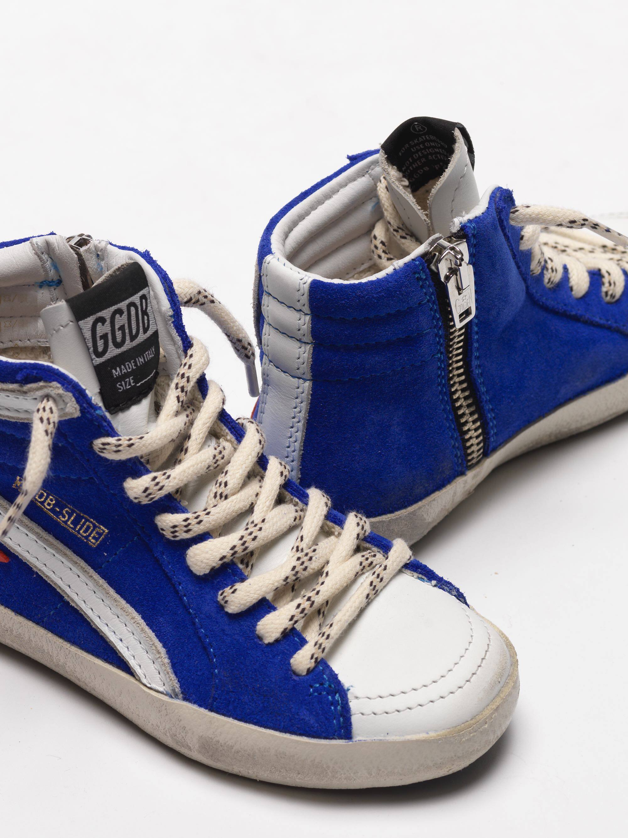 Kids | Slide Sneakers Electric Blue Suede-Red Star (V1) - Image 2