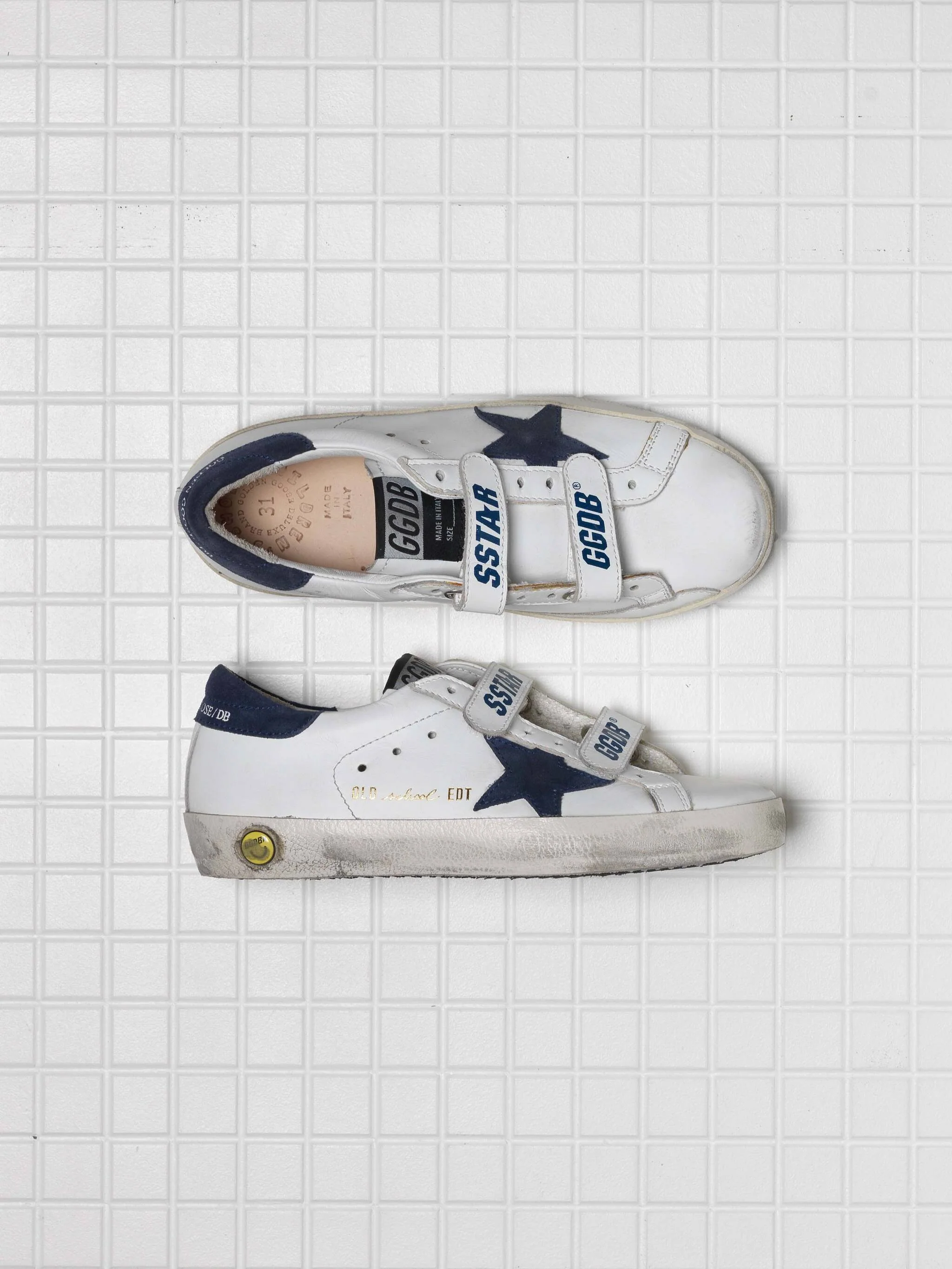 Kids | Sneakers Old School White Leather-Navy Star - Image 2
