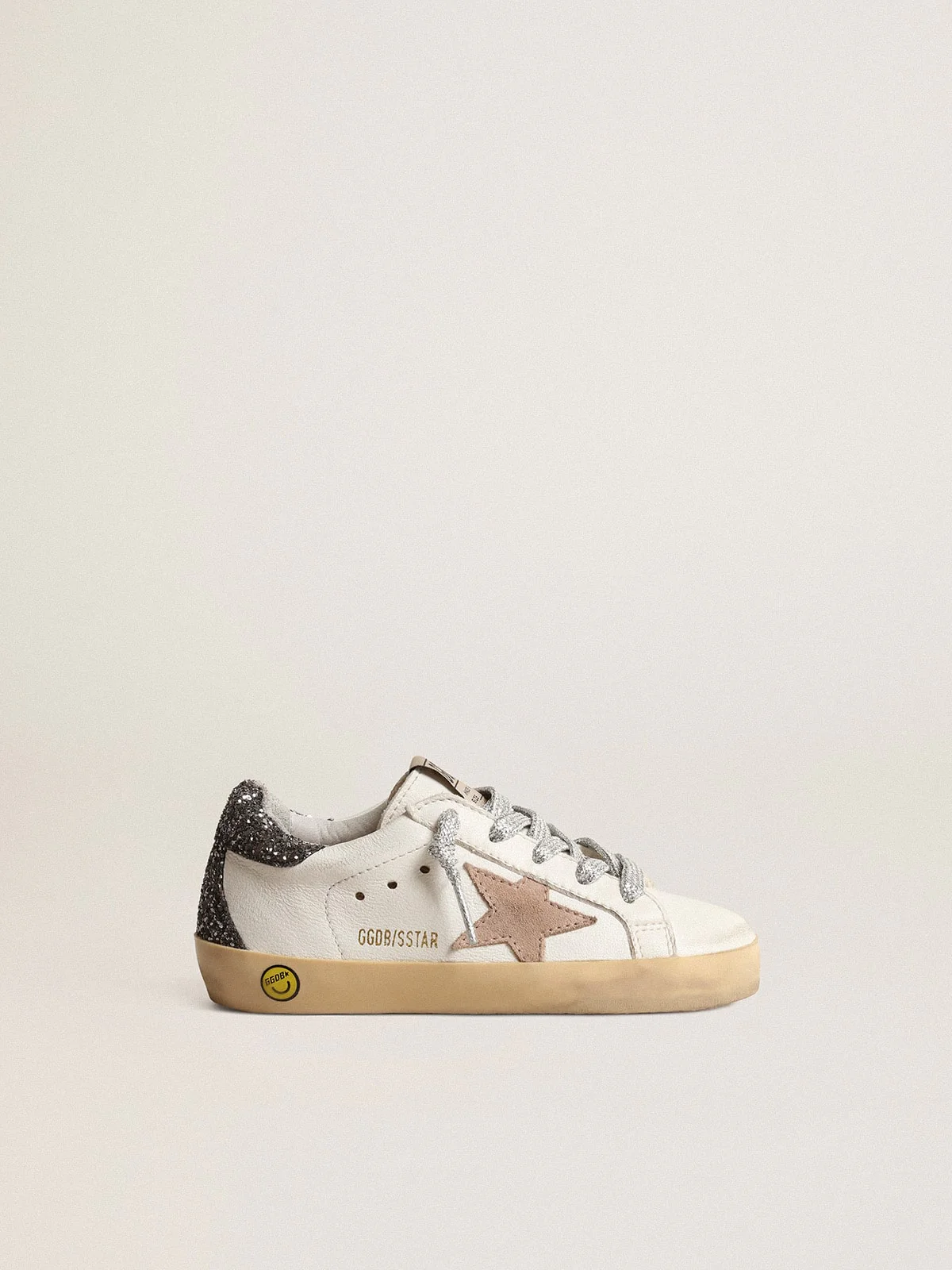 Kids | Super-Star Junior with A Hazelnut Star & Glitter Heel Tab | Cream x Beige x Dark Grey - Image 4