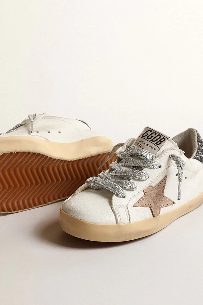 Kids | Super-Star Junior with A Hazelnut Star & Glitter Heel Tab | Cream x Beige x Dark Grey - Image 5
