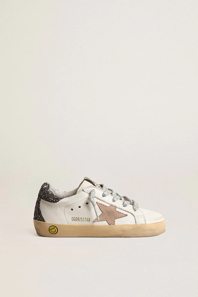 Kids | Super-Star Junior with A Hazelnut Star & Glitter Heel Tab | Cream x Beige x Dark Grey - Image 6