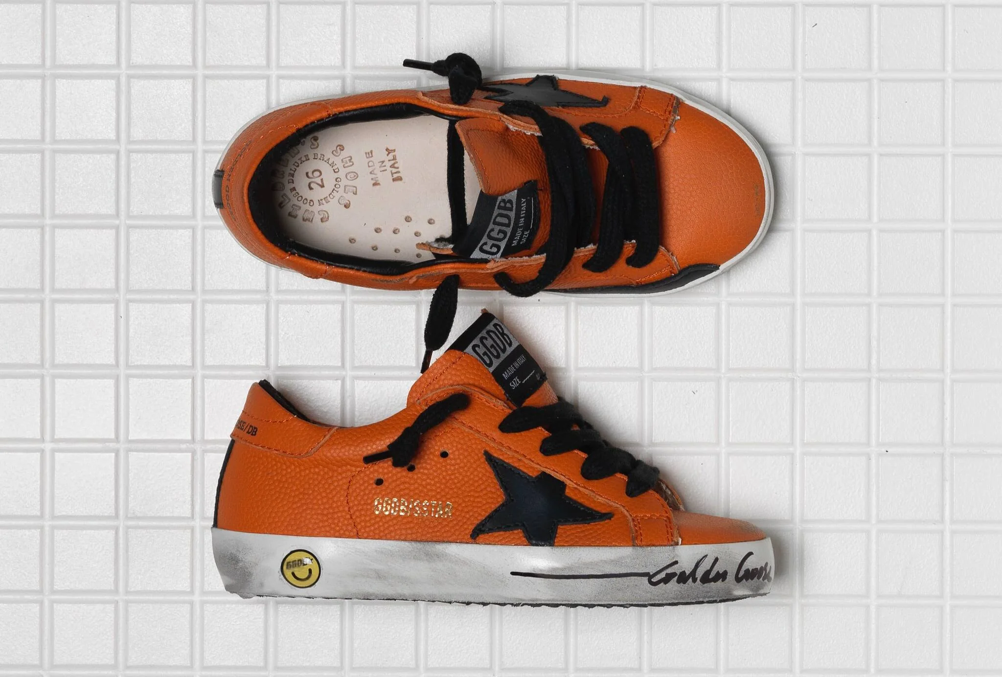 Kids | Super-Star Orange Leather with Black Star - Image 2