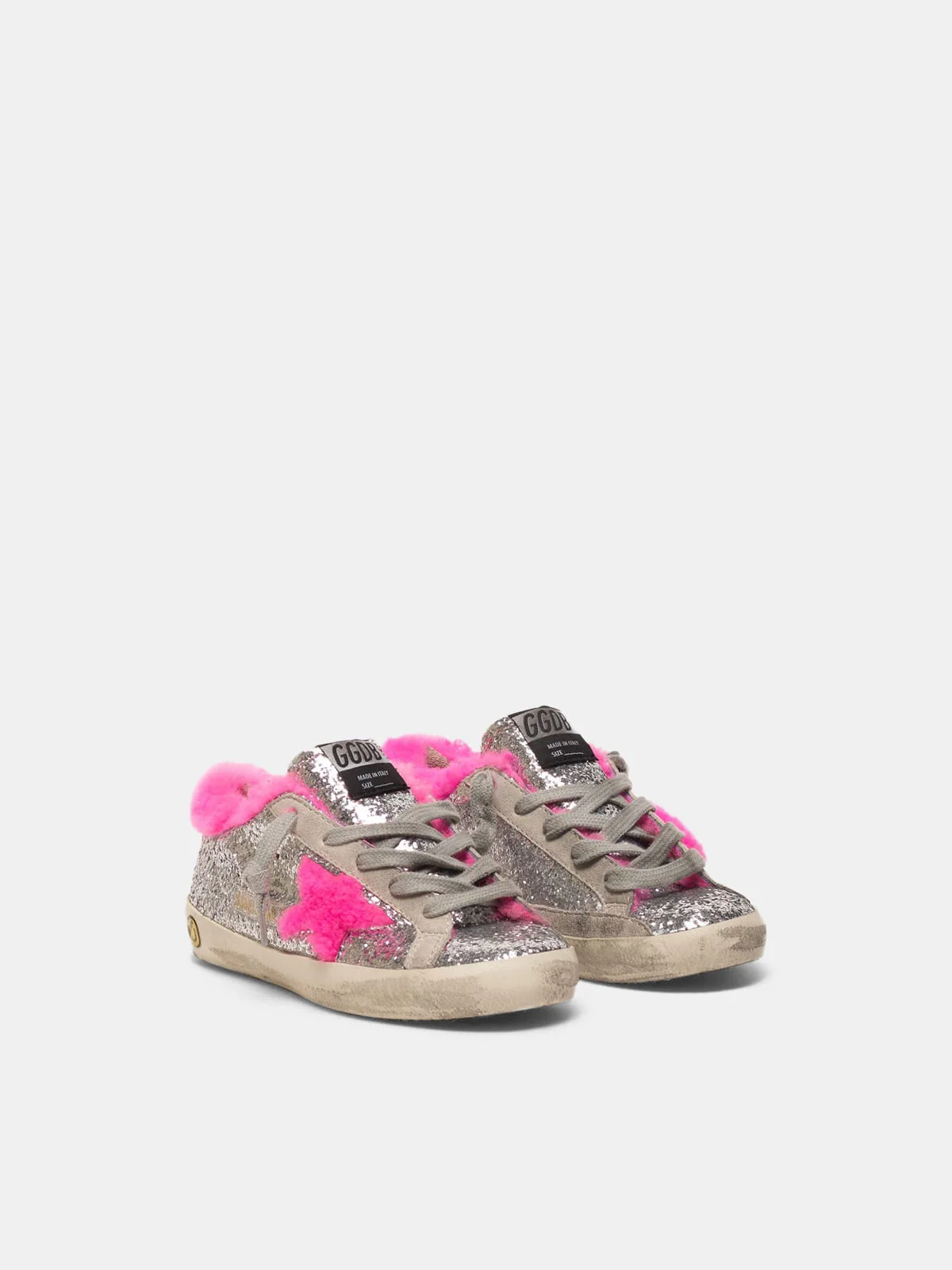 Kids | Super-Star Sneakers Glitter with Fuchsia Shearling Interior - Image 3