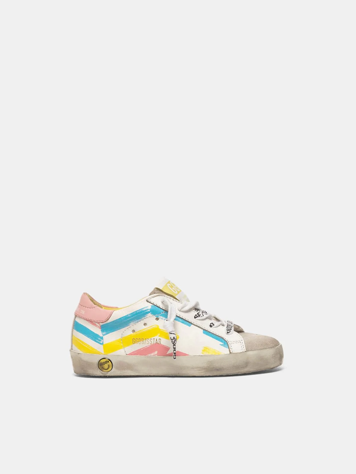 Kids | Super-Star Sneakers with Multicolour Flag Print - Image 3