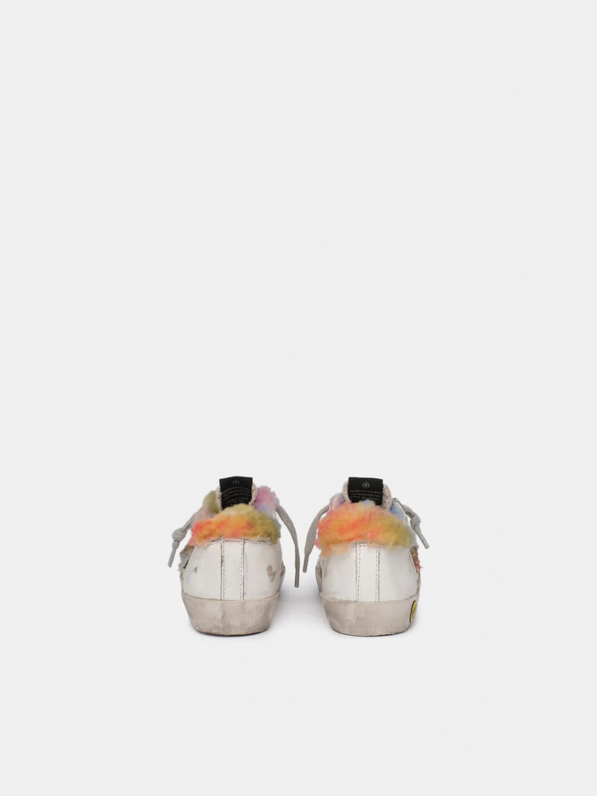 Kids | Super-Star Sneakers with Rainbow Shearling Inserts | White x Multicolor x Ice - Image 3