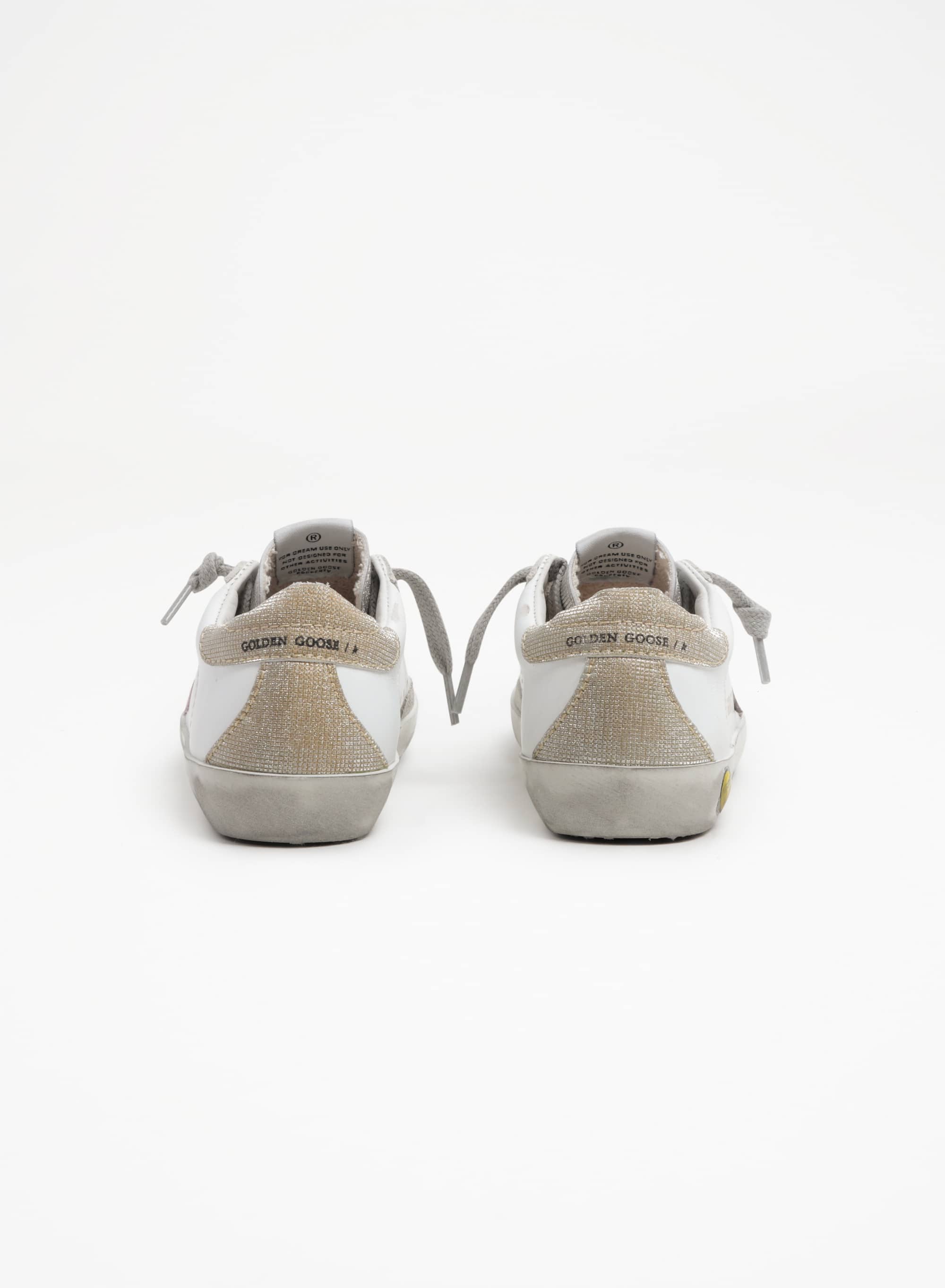 Kids | Super-Star White Leather with Pink Star | White x Silver x Rose Quartz x Gold - Image 4