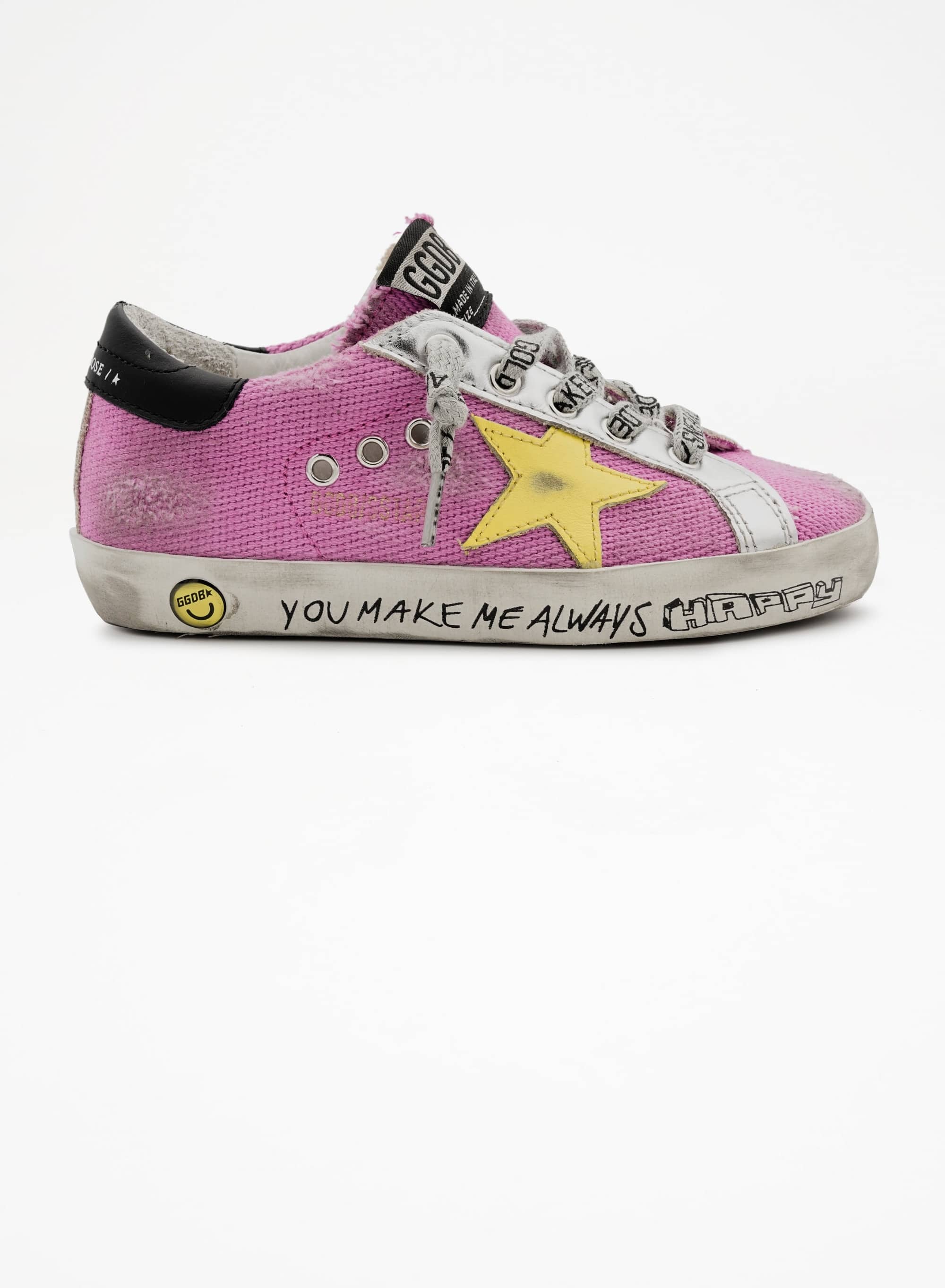 Kids | Super-Star Young Pink Fluo with Yellow Star & Black Heel Tab | Pink Fluo x Yellow x Black - Image 5