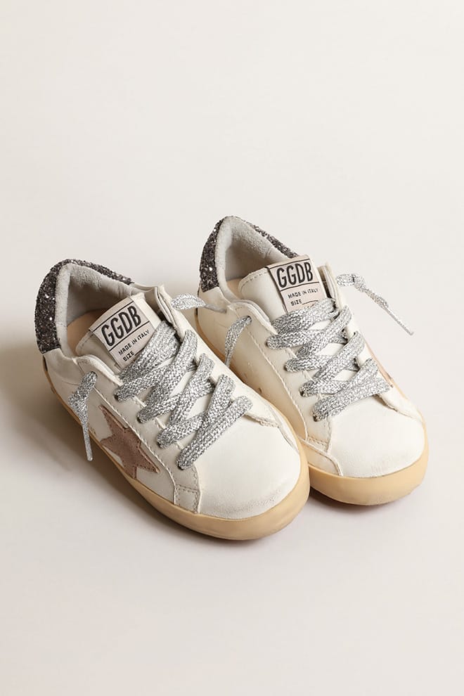 Kids | Super-Star Young with A Hazelnut Star & Glitter Heel Tab | Cream x Beige x Dark Grey - Image 7