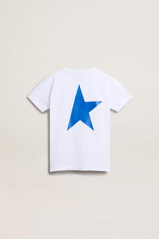 Kids | T-Shirt Withe with Blue Star | White x Blue Royal - Image 2