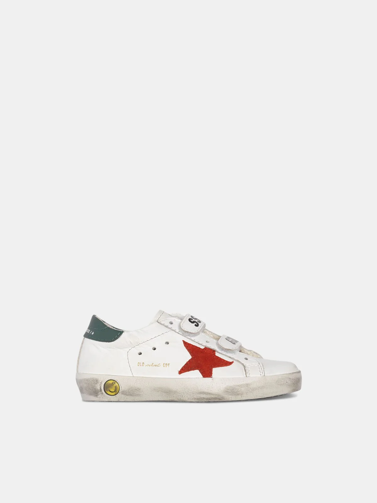 Kids | White Old School Sneakers with Red Star & Green Heel Tab (V1) - Image 4