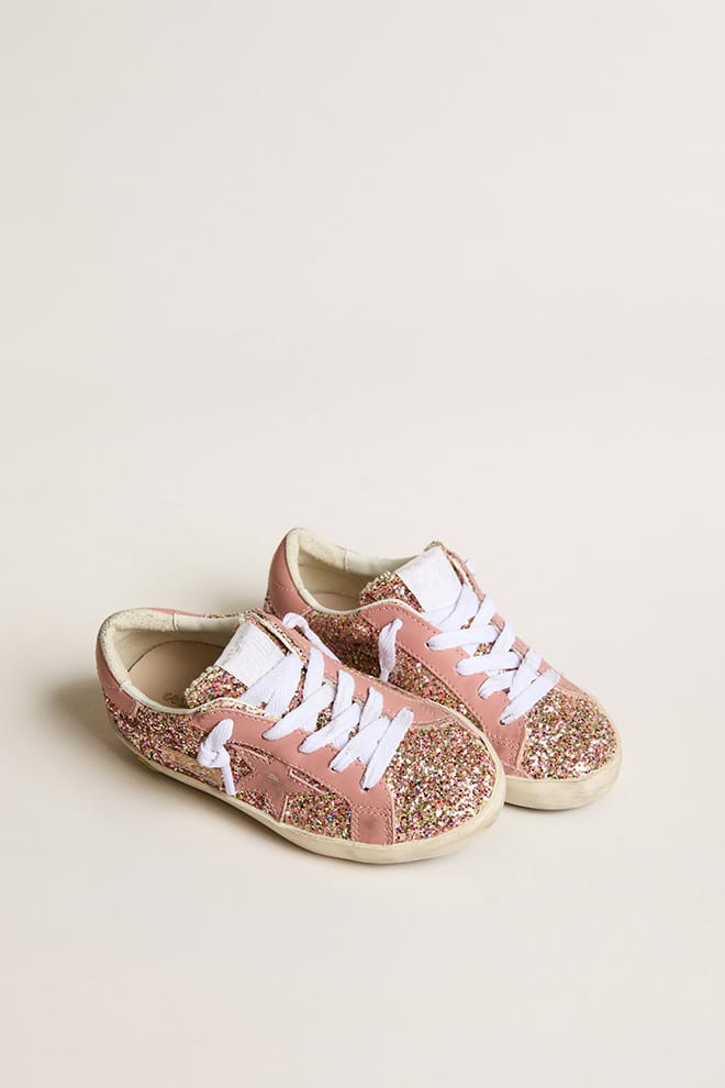 Kids | Young Super-Star Glitter with Pink Star & Heel Tab | Multicolor x Ash Rose - Image 2