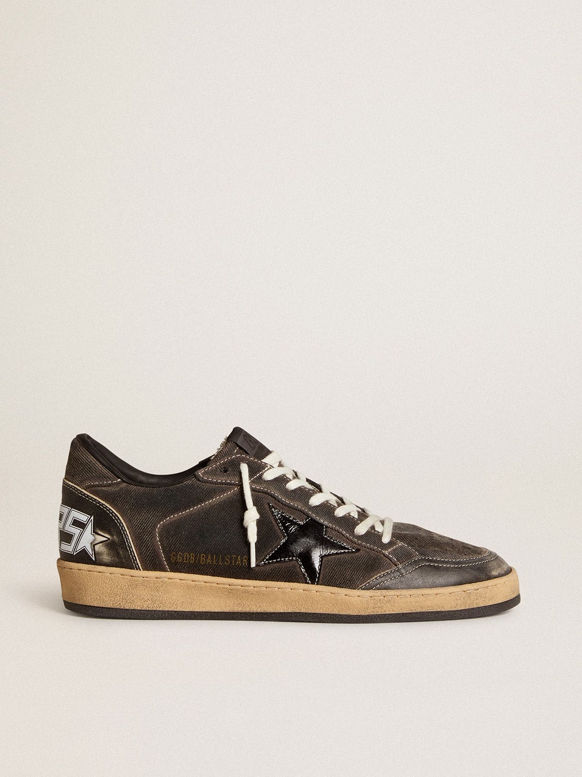 Men | Ball Star Black Denim with Black Leather Star & Inserts | Black - Image 8