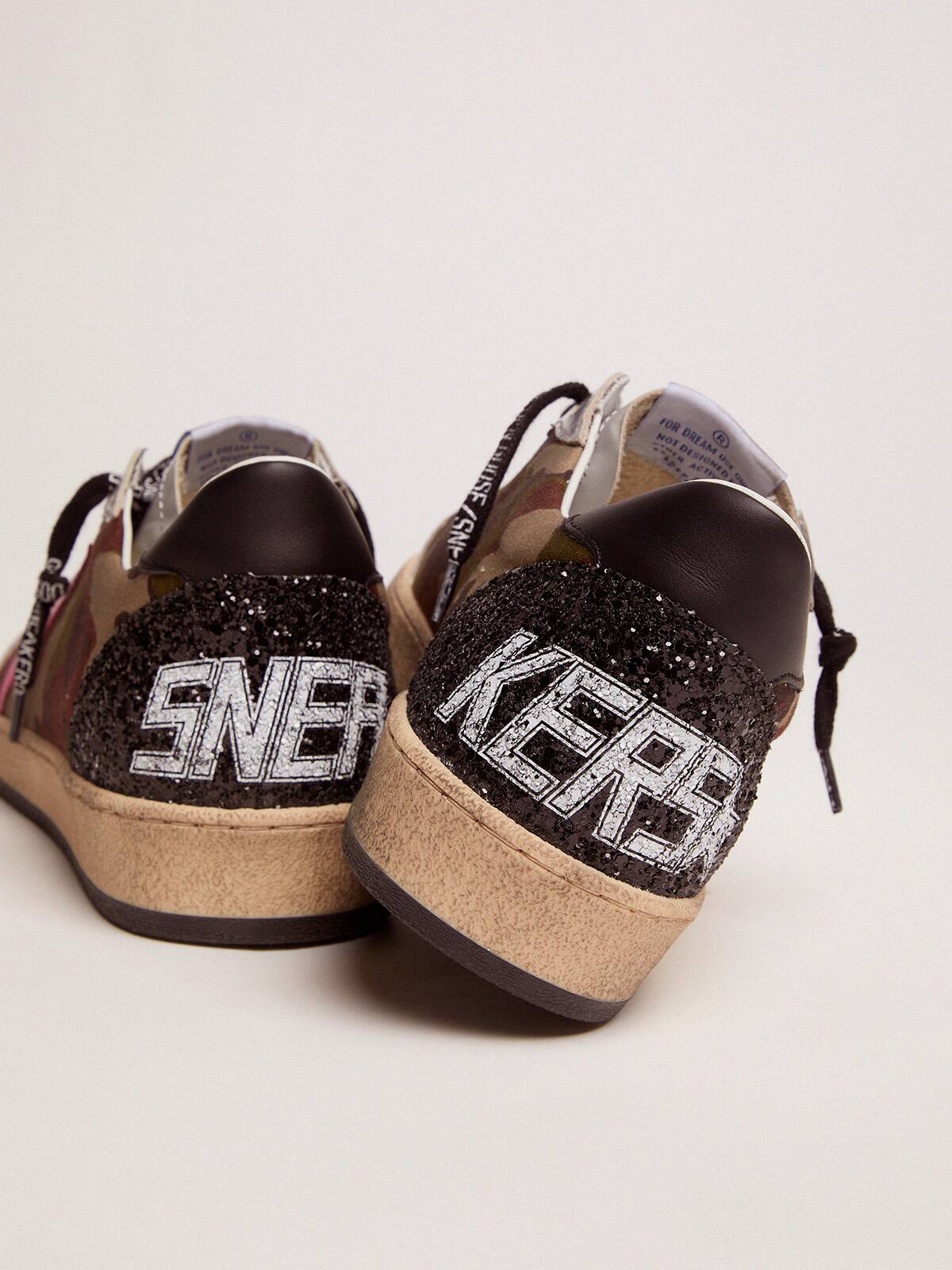 Men | Ball Star Ltd Sneakers with Camouflage Print & Fuchsia Star | Green Camouflage x Silver x Orchid Pink x Black - Image 2