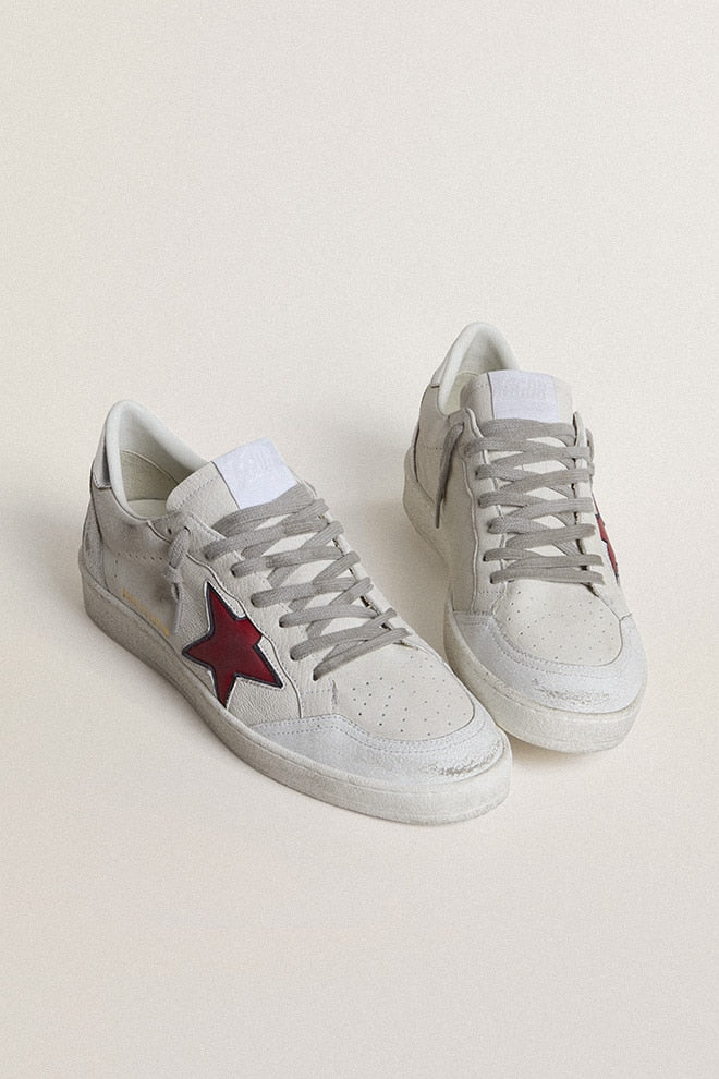 Men | Ball Star Ltd with Red Star & Silver Heel Tab | White x Red x Silver - Image 3