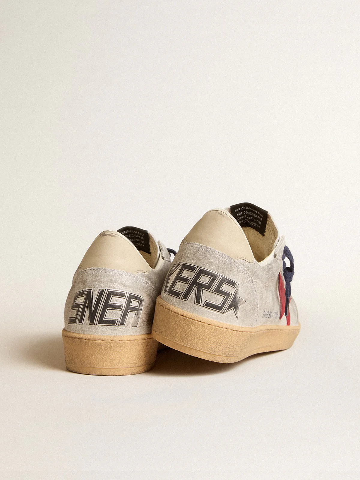 Men | Ball Star Metallic Suede with Suede Star & Leather Heel Tab | Silver x Red x Beige - Image 7