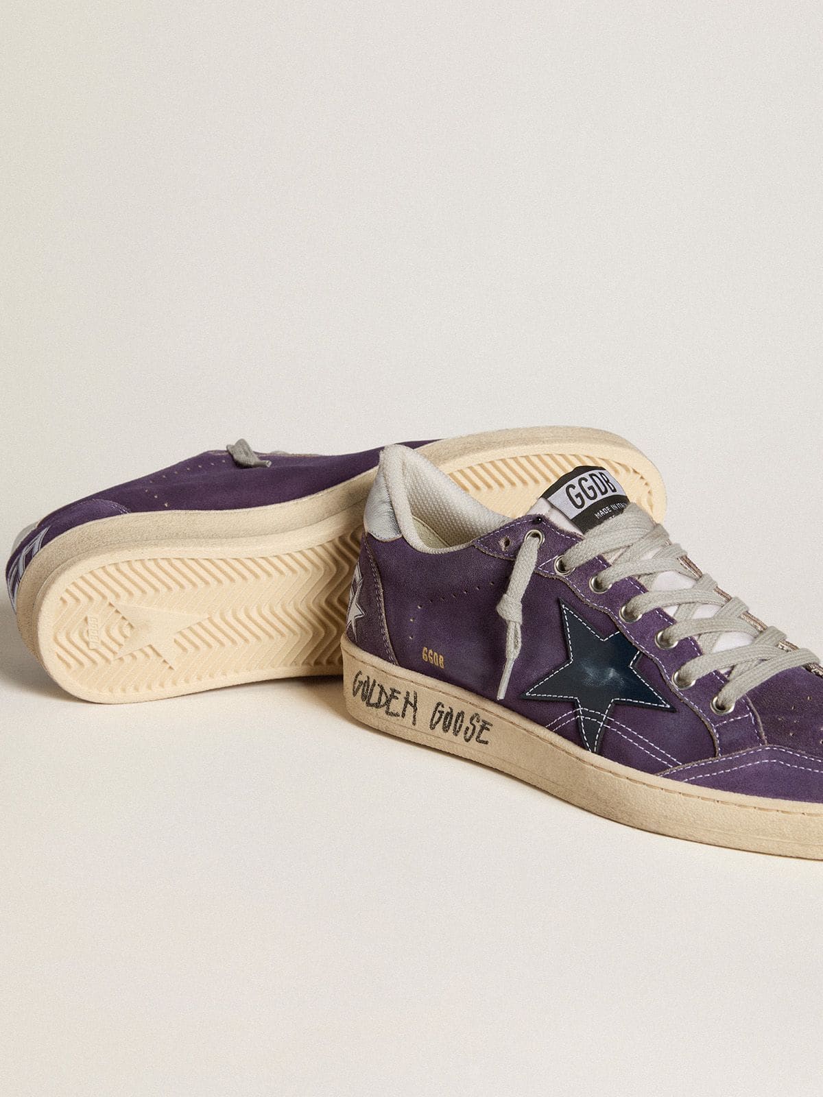 Men | Ball Star Purple Suede with Leather Star & Metallic Heel Tab | Purple x Silver x Ice x White x Blue - Image 4