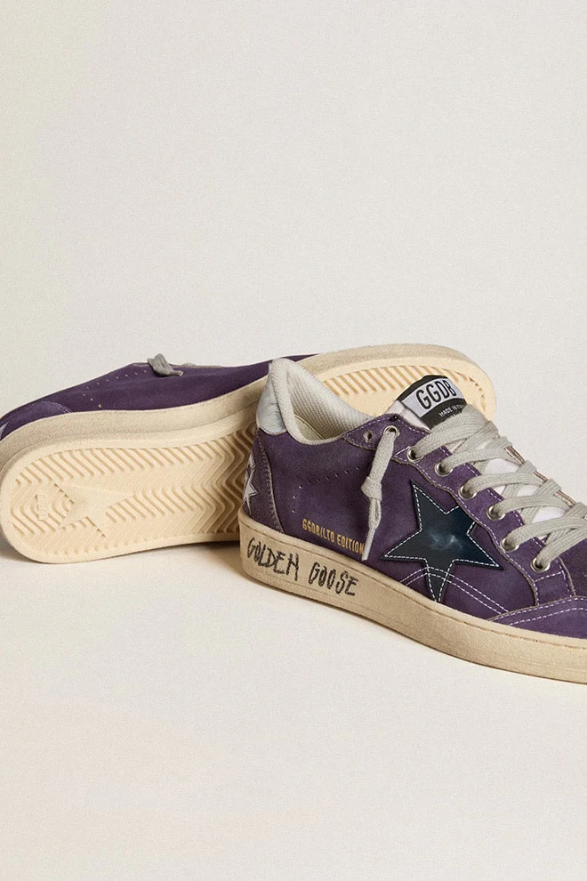 Men | Ball Star Purple Suede with Leather Star & Metallic Heel Tab | Purple x Silver x Ice x White x Blue - Image 8