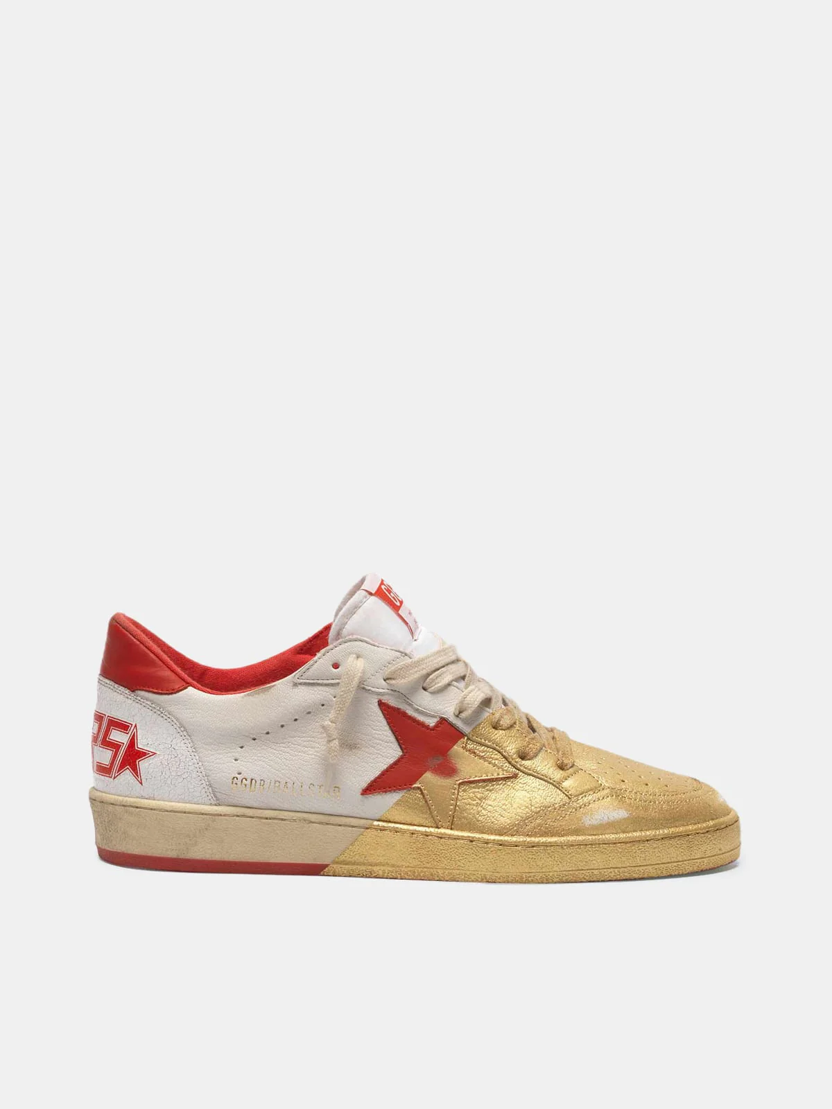 Men | Ball Star Sneakers Leather with Golden Varnish On The Front - Image 6