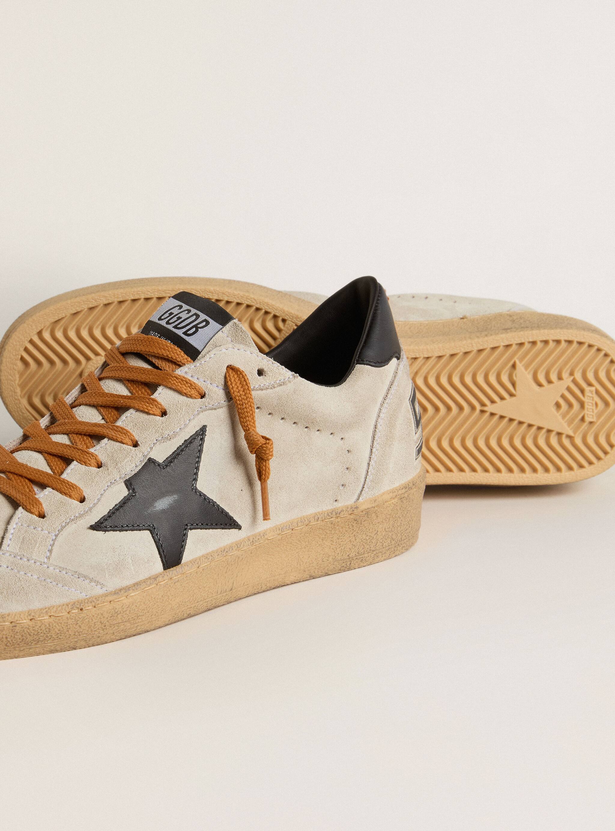 Men | Ball Star Taupe Suede, Black Details & Orange Lace | Grey x Black - Image 3