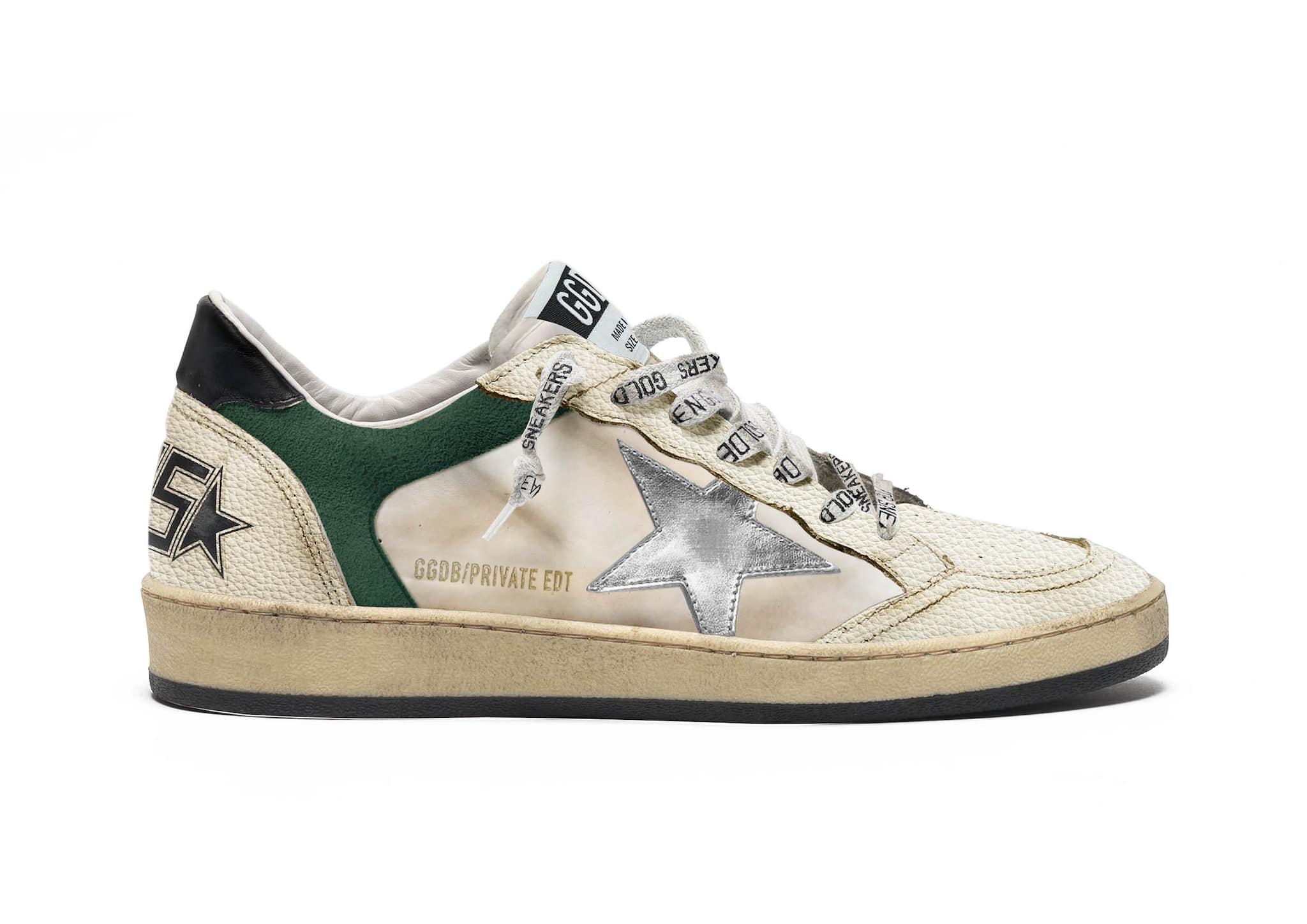 Men | Ball Star White & Green Leather with Silver Star | White x Green x Black - Image 2