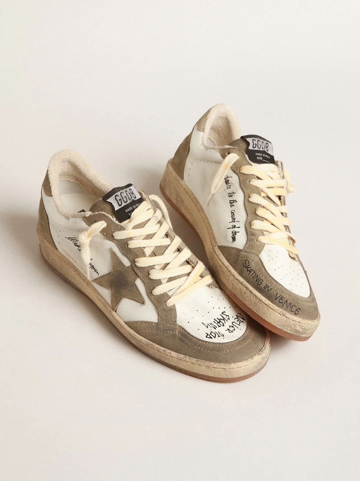 Men | Ball Star with Dove-Gray Suede Star & Heel Tab | White x Taupe x Black - Image 5