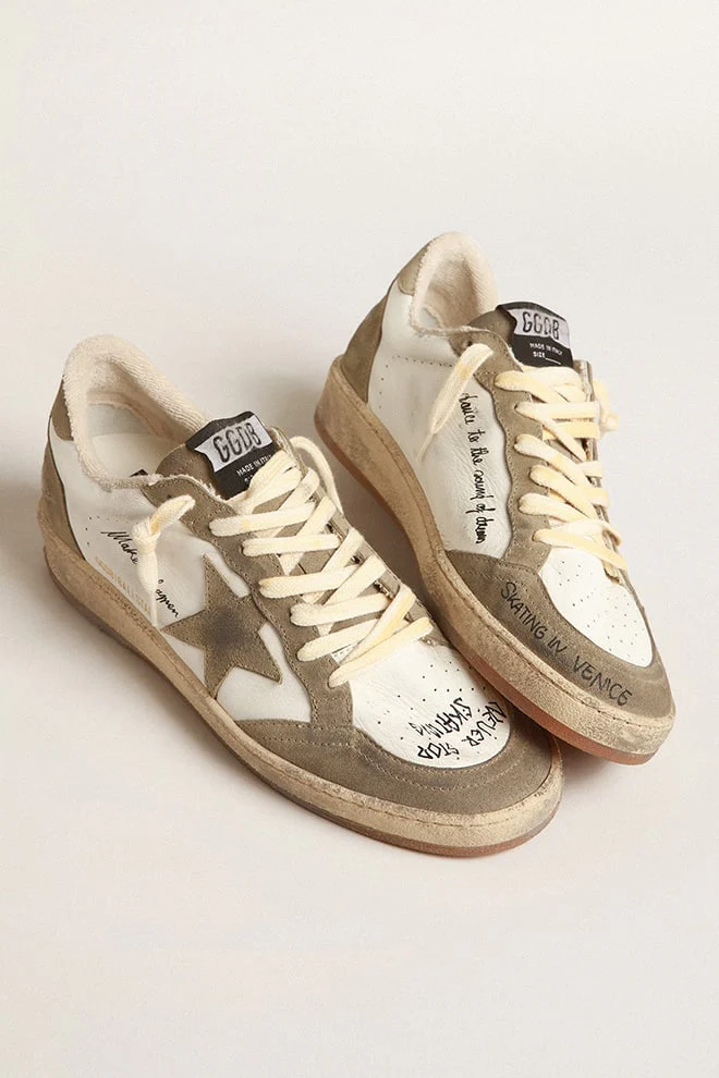Men | Ball Star with Dove-Gray Suede Star & Heel Tab | White x Taupe x Black - Image 8