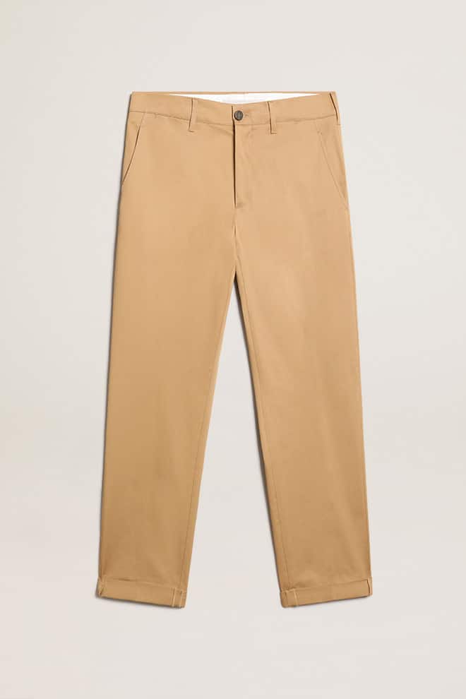 Men | Beige Cotton Chino Pants | Beige - Image 5