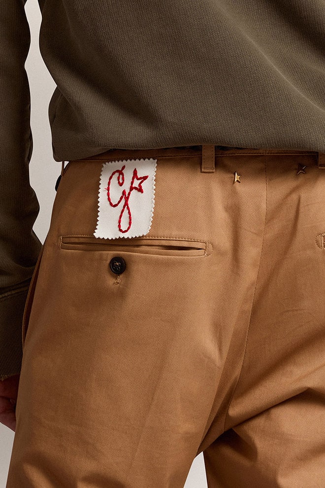 Men | Beige Cotton Chino Pants | Beige - Image 7
