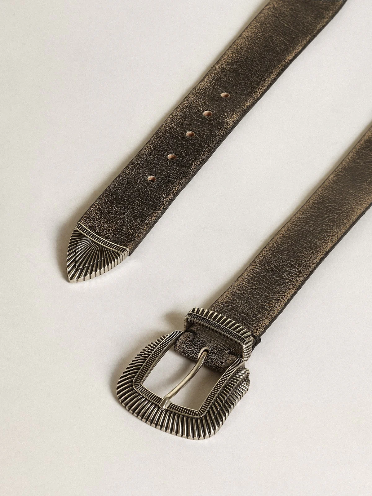 Men | Belt Black Leather with Decorated Buckle | Black - Image 8