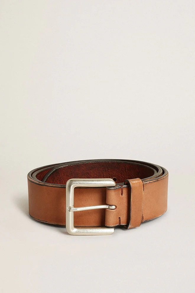 Men | Belt Tan-Colored Washed Leather | Cuoio - Image 4
