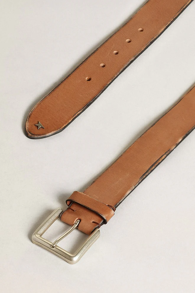 Men | Belt Tan-Colored Washed Leather | Cuoio - Image 5
