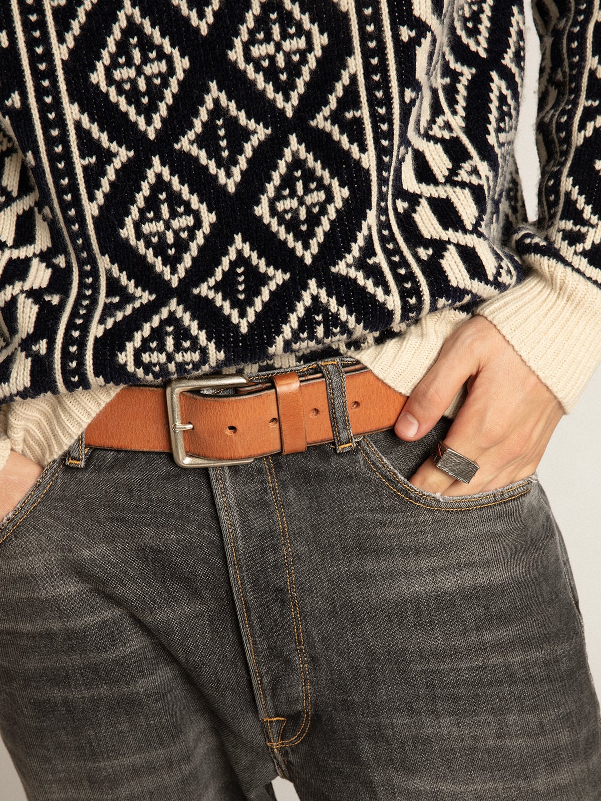 Men | Belt Tan-Colored Washed Leather | Cuoio - Image 6