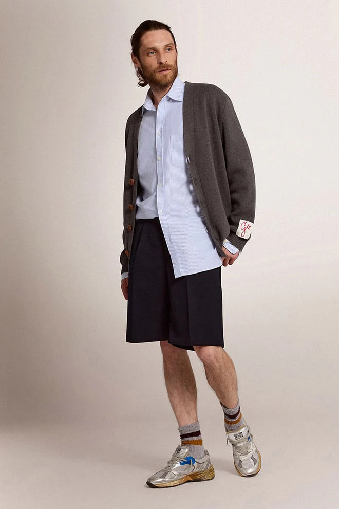 Men | Bermuda Shorts Dark Blue Wool | Dark Blue - Image 8