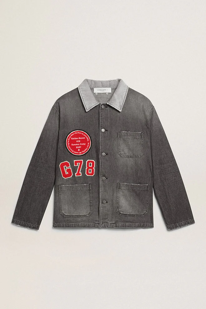 Men | Black Denim Shirt with Patches | Black - Image 10