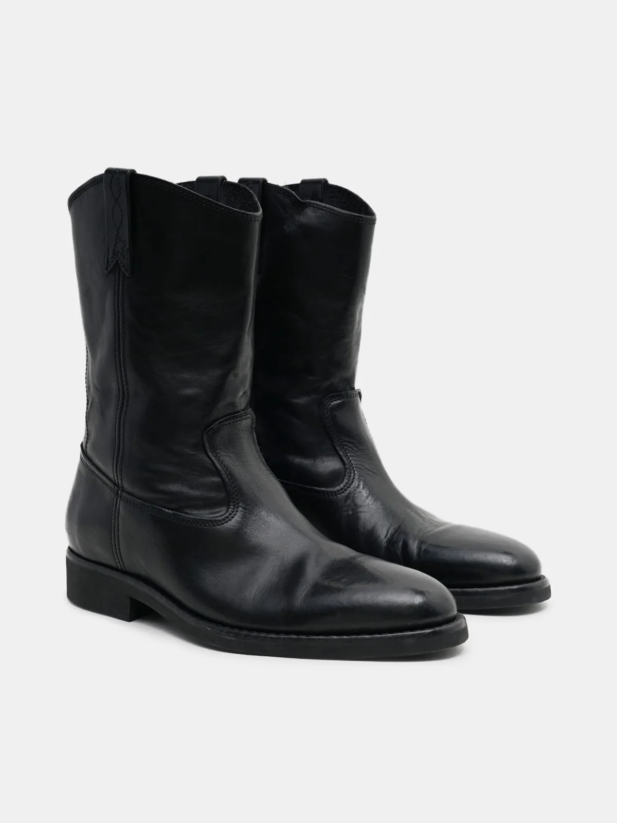 Men | Black Leather Biker | Black - Image 3