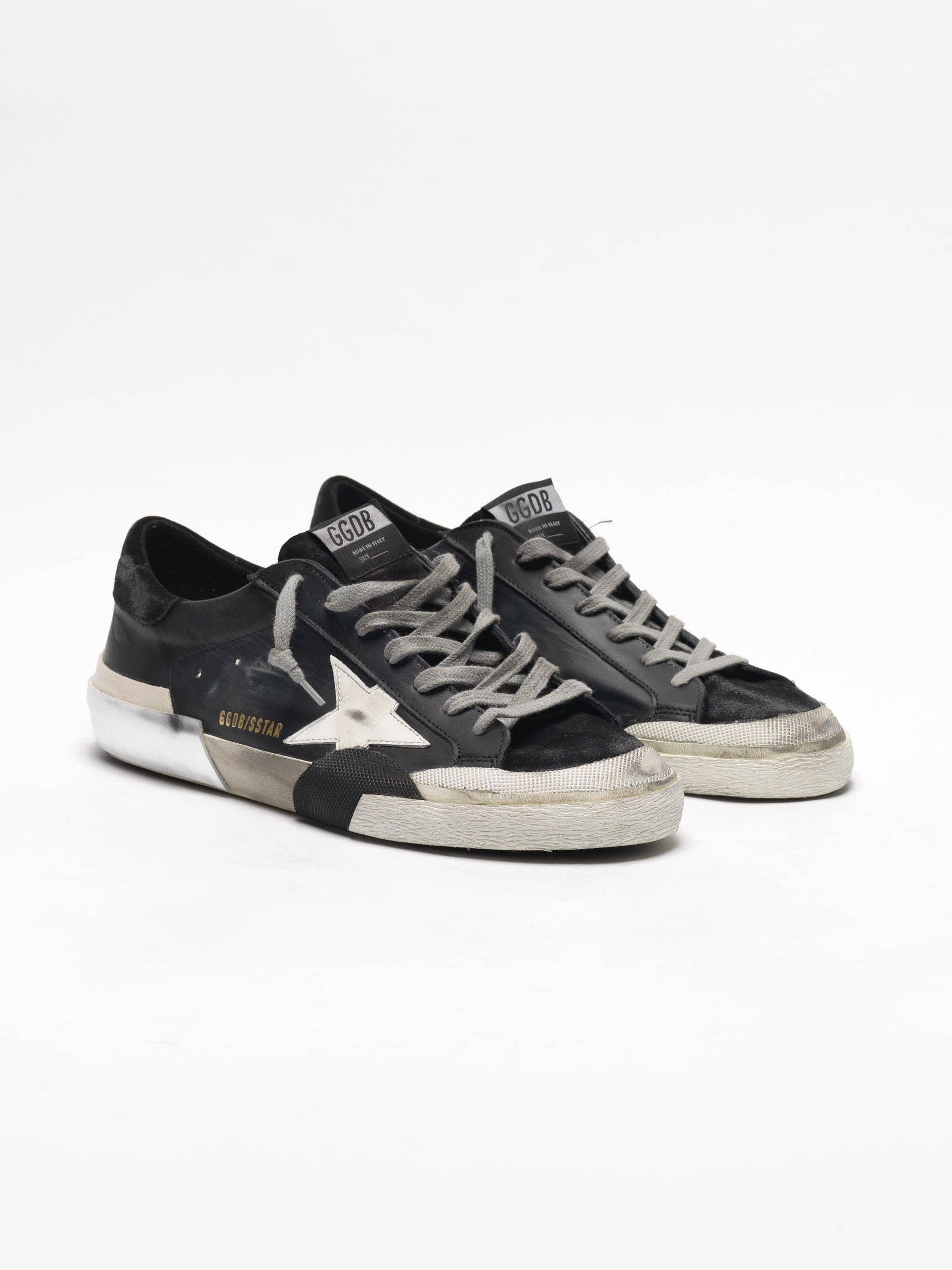 Men | Black Patchwork Super-Star Sneakers with Multi-Foxing - Image 7