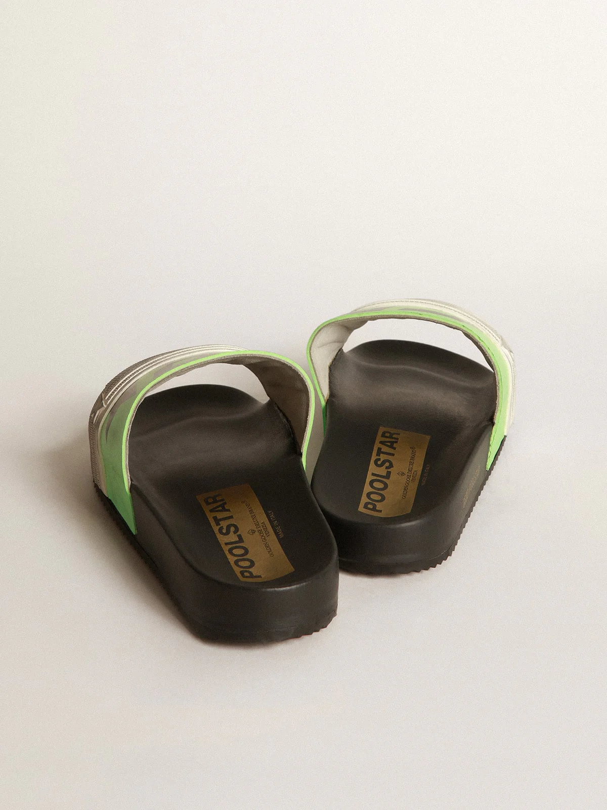 Men | Black Poolstars with Green Strap & Logo - Image 3