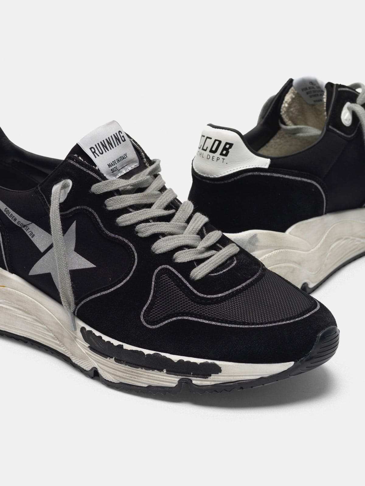 Men | Black Running Sole Sneakers with Silver Star - Image 3