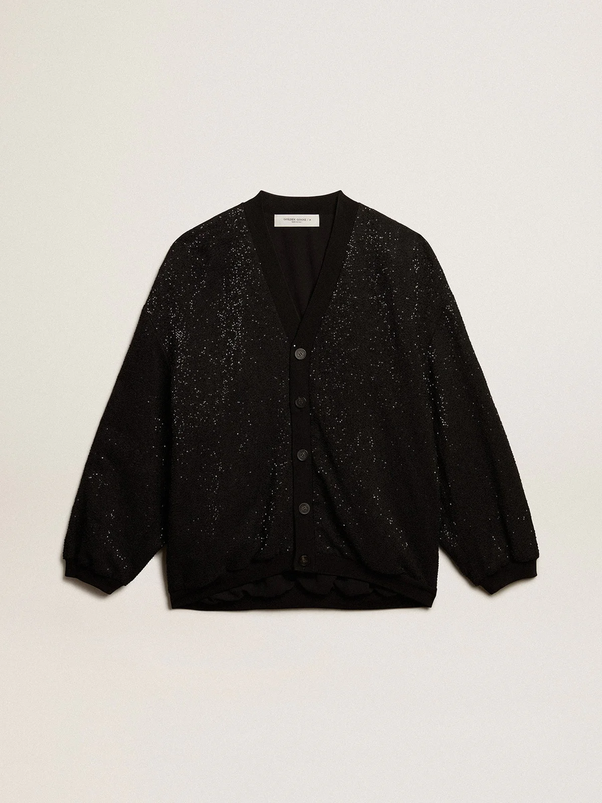 Men | Black Sequined Cardigan-Jacket | Black x Anthracite - Image 11
