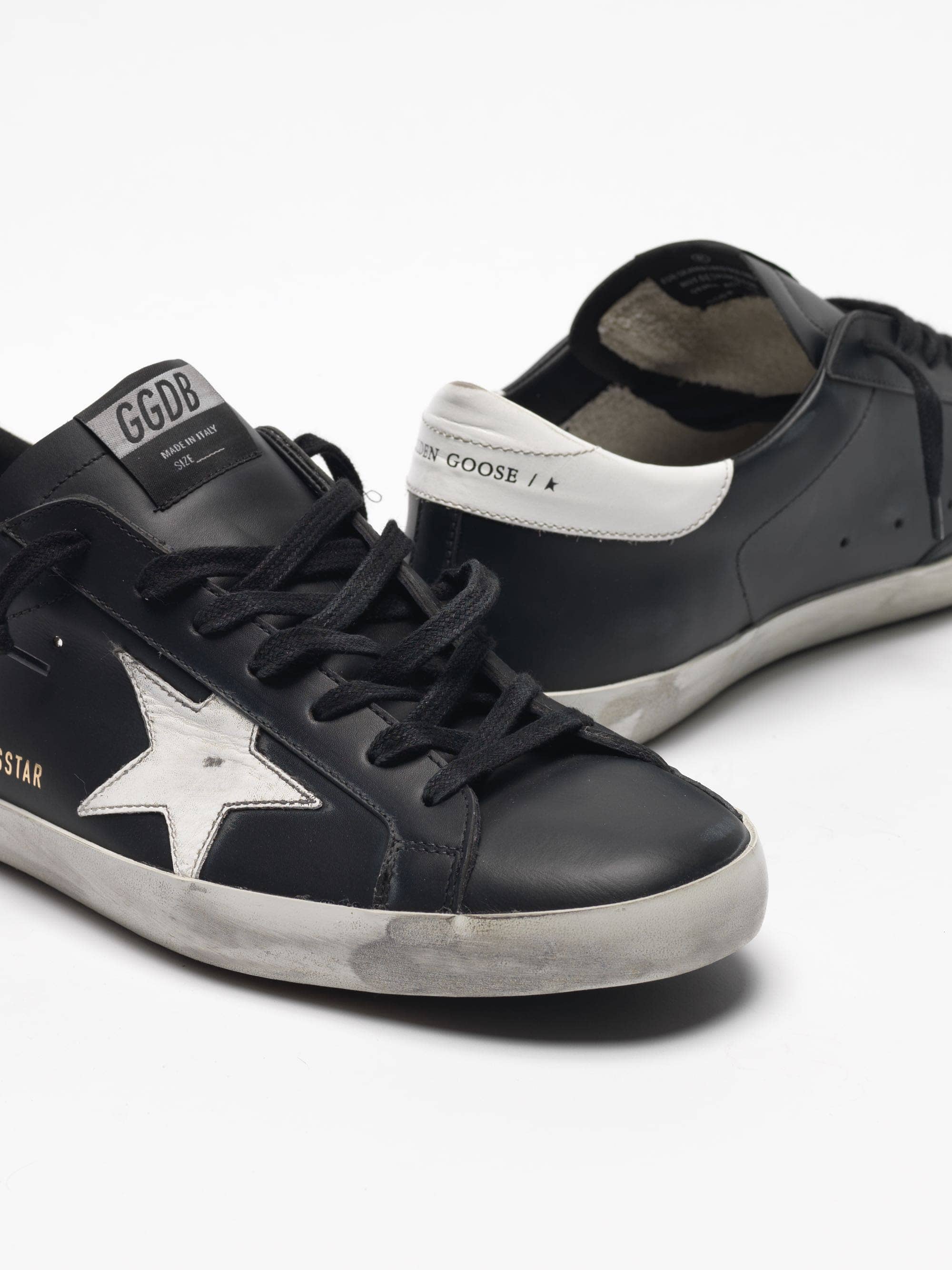 Men | Black Super-Star Sneakers Leather with White Star - Image 5