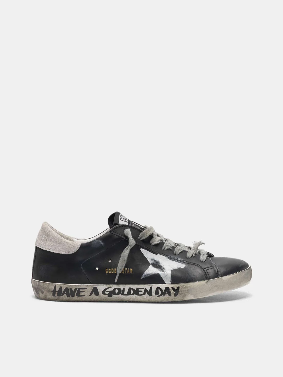 Men | Black Super-Star Sneakers with Handwritten Lettering - Image 4