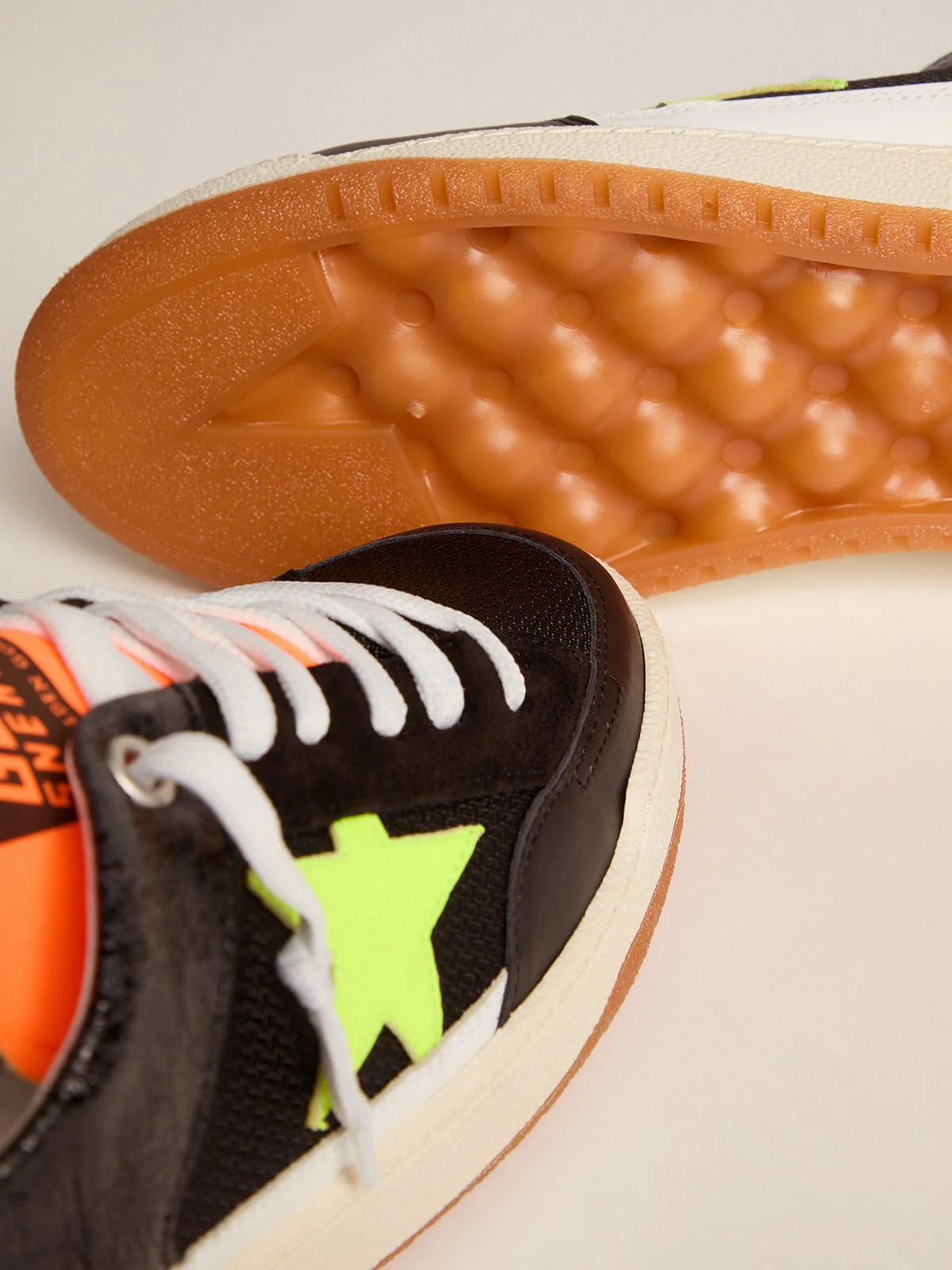 Men | Black Yeah Sneakers with Fluorescent Yellow Star | Black x Yellow Fluo - Image 2