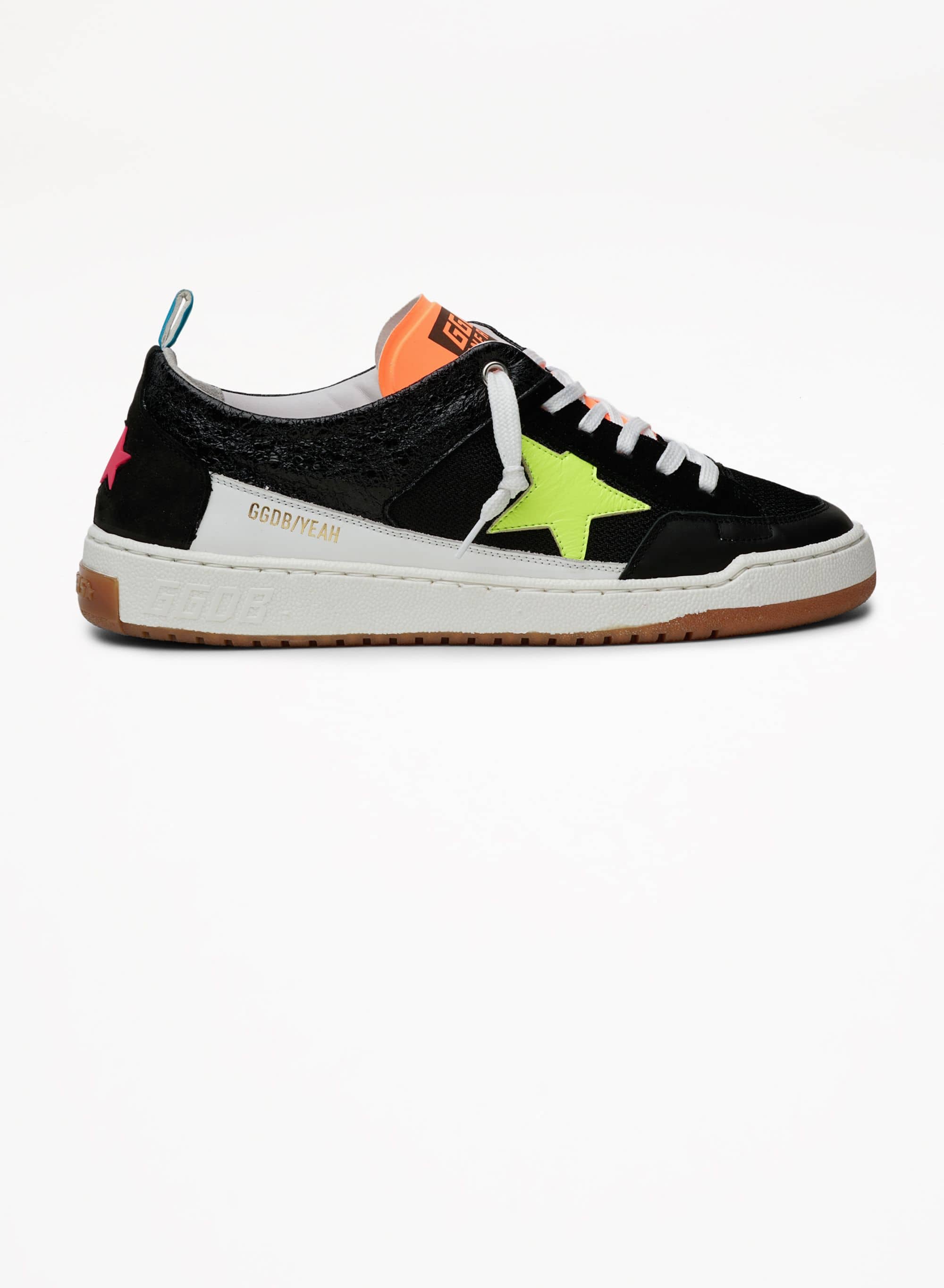 Men | Black Yeah Sneakers with Fluorescent Yellow Star | Black x Yellow Fluo - Image 4