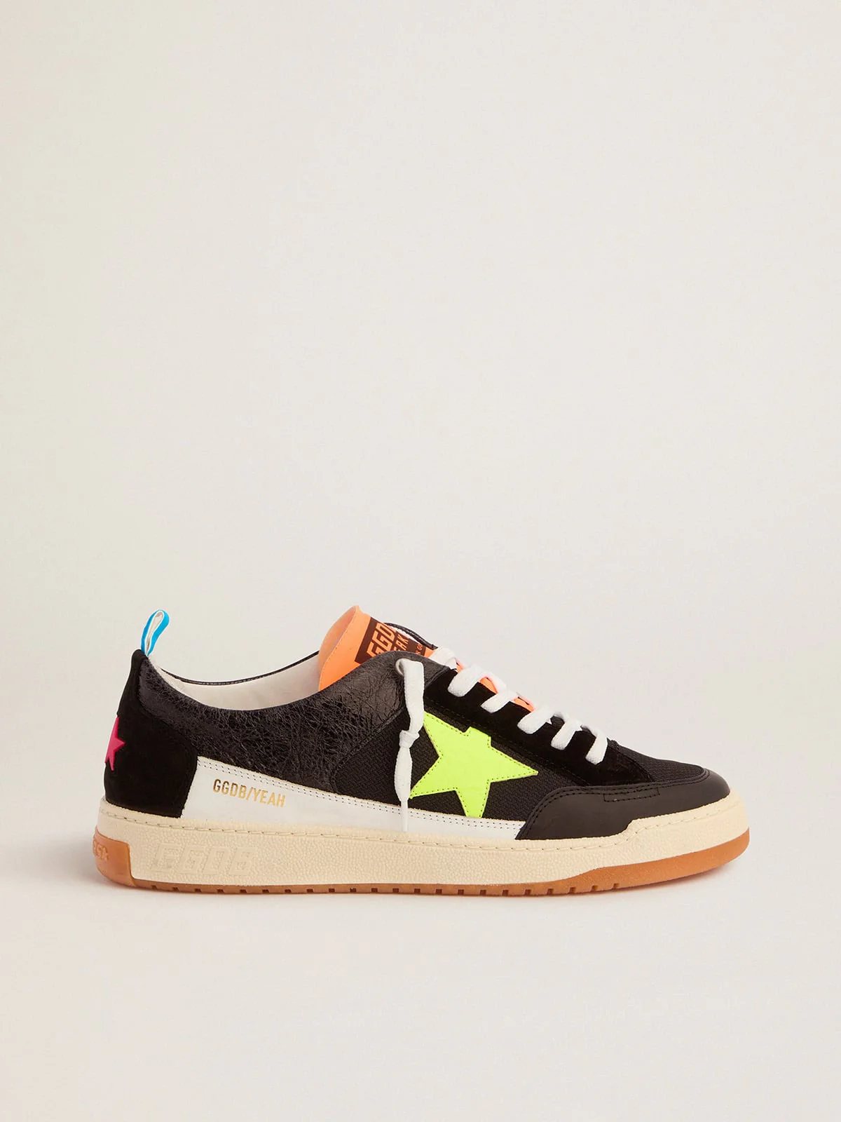 Men | Black Yeah Sneakers with Fluorescent Yellow Star | Black x Yellow Fluo - Image 6