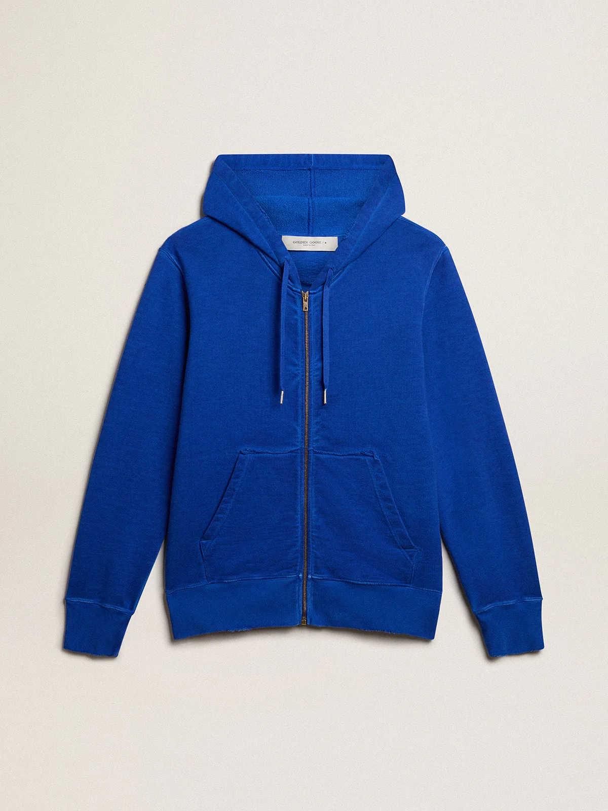 Men | Blue-Colored Hoodie with Lettering On The Back | Mazarine Blue x Optic White - Image 4