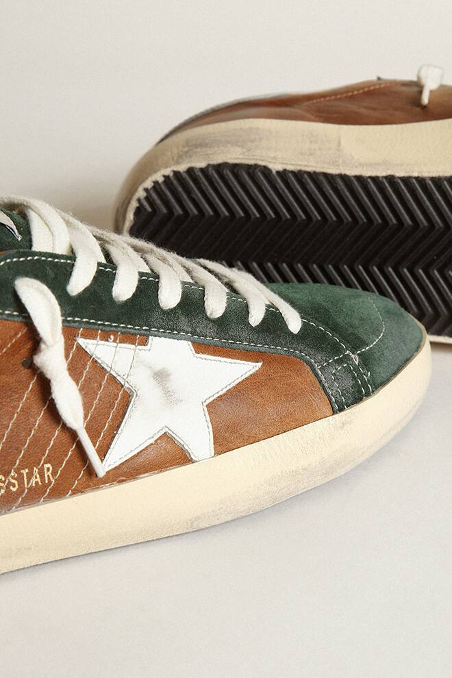 Men | Brown Super-Star Suede with White Star & Green Tongue | Cuoio x Green x White x Grey - Image 3