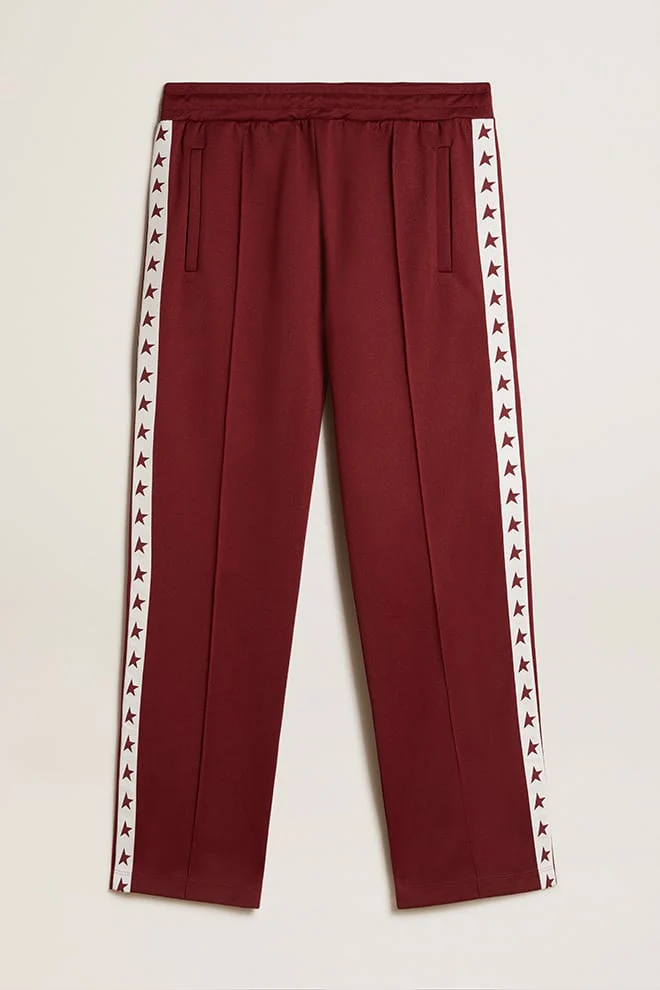 Men | Burgundy Joggers with Stars On The Sides | Windsor Wine x White - Image 10