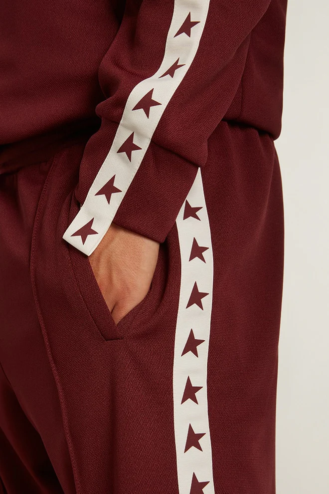 Men | Burgundy Joggers with Stars On The Sides | Windsor Wine x White - Image 3