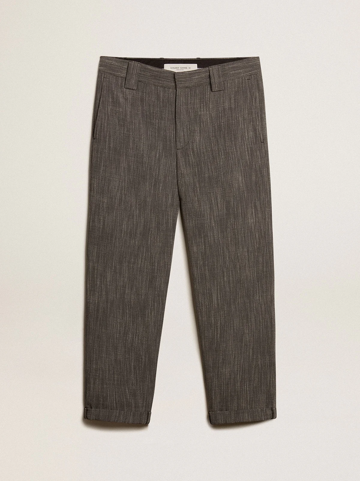 Men | Chinos Gray Melange Wool Blend | Grey x White - Image 10